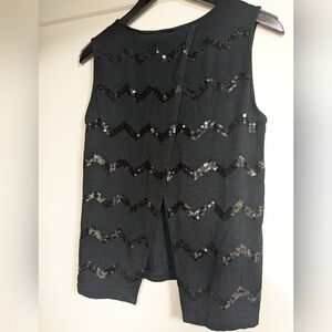 EUC Jack Women's Black Sequin Sleeveless Top With Split Back (M)